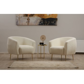 Πολυθρόνα Eses - Χρώμα Μπουκλέ Cream- 70x82x82εκ