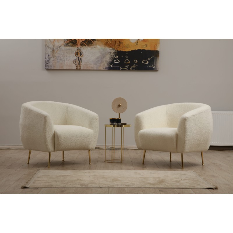 Πολυθρόνα Eses - Χρώμα Μπουκλέ Cream- 70x82x82εκ