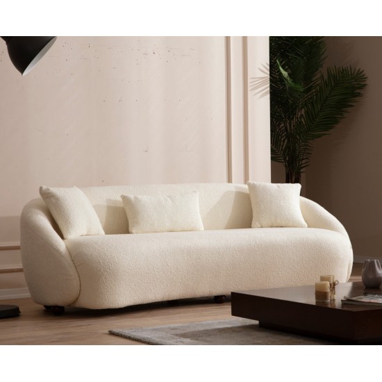 Καναπές 3θέσιος Napoli 230x94x75εκ - Cream Bouclette