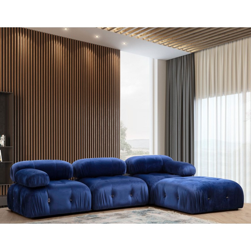 Corner Sofa Bubble Velvet Blue L1-O1-1R-PUF Velvet Blue