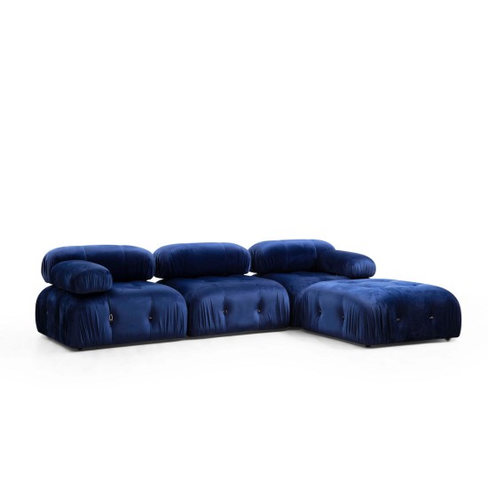 Corner Sofa Bubble Velvet Blue L1-O1-1R-PUF Velvet Blue Corner Sofa Bubble Velvet Blue L1-O1-1R-PUF Velvet Blue