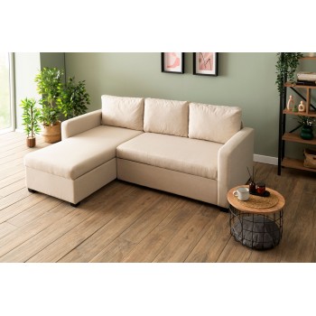 Corner Sofa-Bed Kado - Cream Cream
