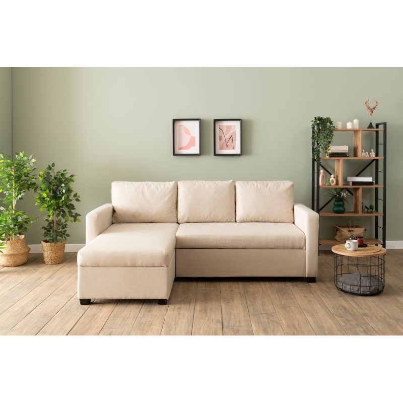 Corner Sofa-Bed Kado - Cream Cream