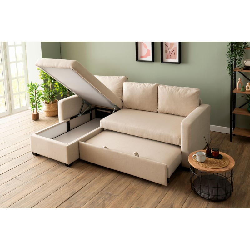 Corner Sofa-Bed Kado - Cream Cream