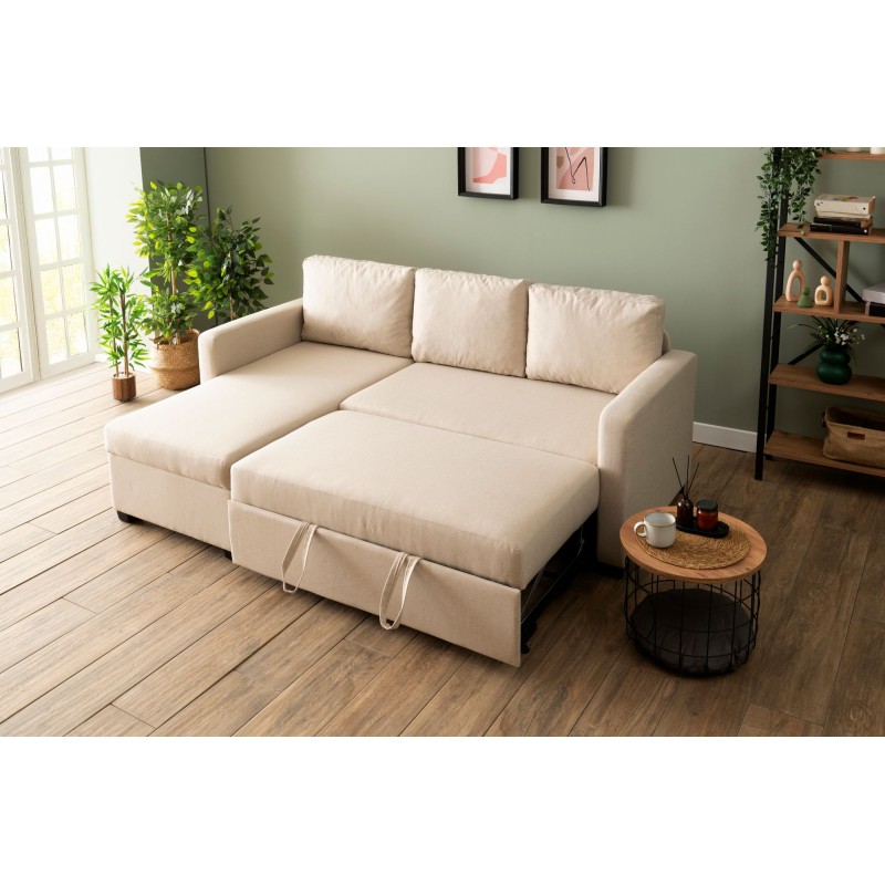 Corner Sofa-Bed Kado - Cream Cream