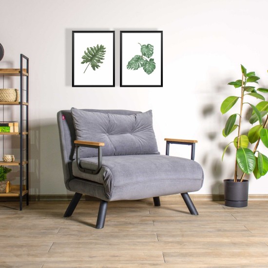 Πολυθρόνα Κρεβάτι - Sando Single - Χρώμα Γκρι - 175x60x60εκ