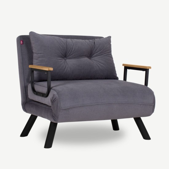 Πολυθρόνα Κρεβάτι - Sando Single - Χρώμα Γκρι - 175x60x60εκ