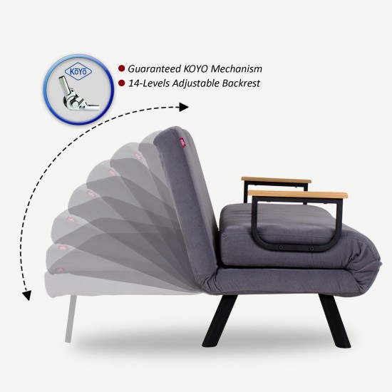 Πολυθρόνα Κρεβάτι - Sando Single - Χρώμα Γκρι - 175x60x60εκ