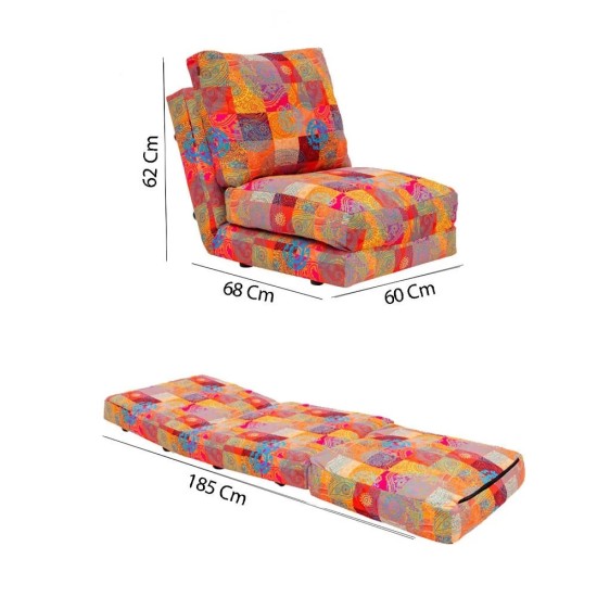 Πολυθρόνα Κρεβάτι Taida - Χρώμα  Patchwork Multicolor - 60x68x26εκ