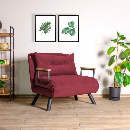 Πολυθρόνα Κρεβάτι - Sando Single - Χρώμα Maroon - 175x60x60εκ