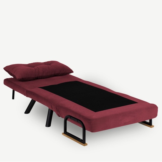 Πολυθρόνα Κρεβάτι - Sando Single - Χρώμα Maroon - 175x60x60εκ