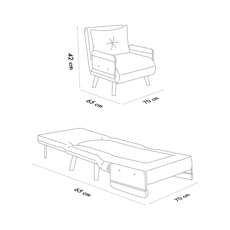 1-Seat Sofa-Bed Cosmo Single - Grey Grey