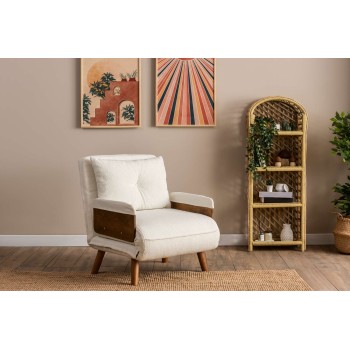 1-Seat Sofa-Bed Cosmo Single - Teddy Fabric-White White