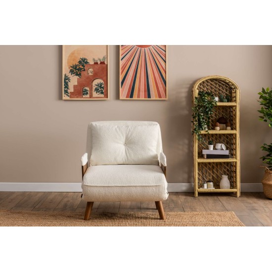 1-Seat Sofa-Bed Cosmo Single - Teddy Fabric-White White
