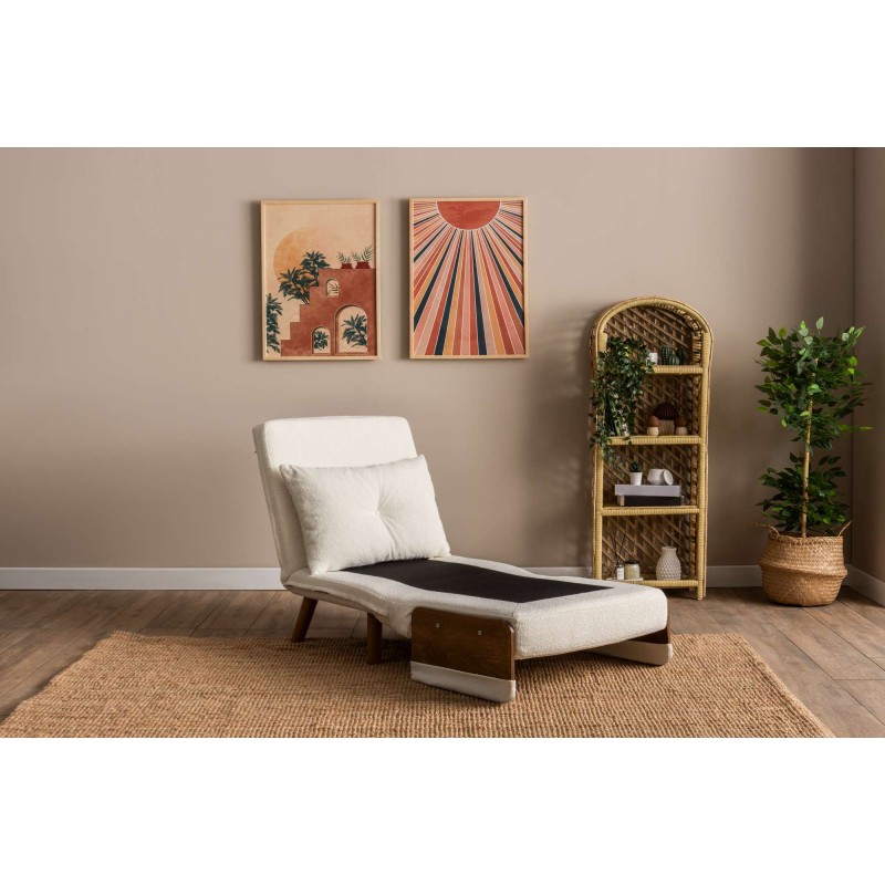 1-Seat Sofa-Bed Cosmo Single - Teddy Fabric-White White