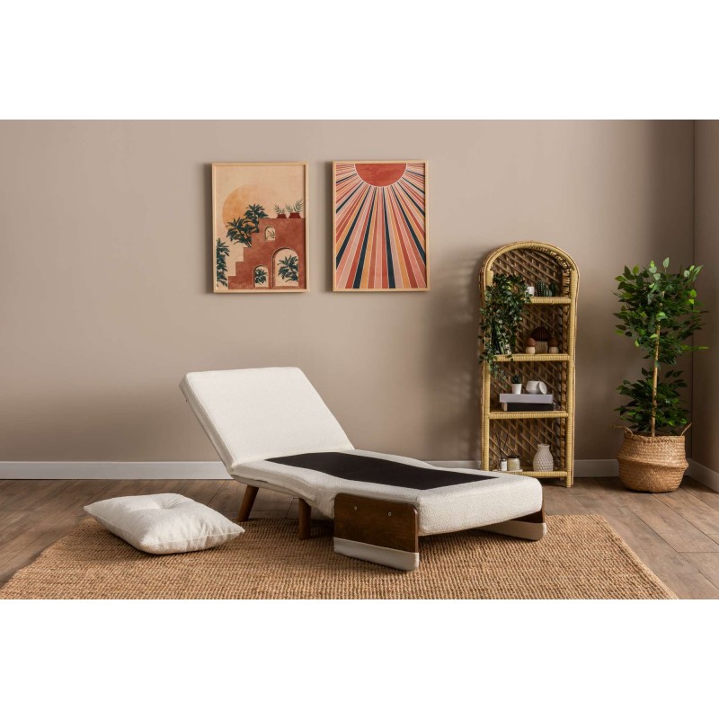 1-Seat Sofa-Bed Cosmo Single - Teddy Fabric-White White