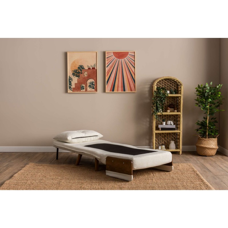 1-Seat Sofa-Bed Cosmo Single - Teddy Fabric-White White