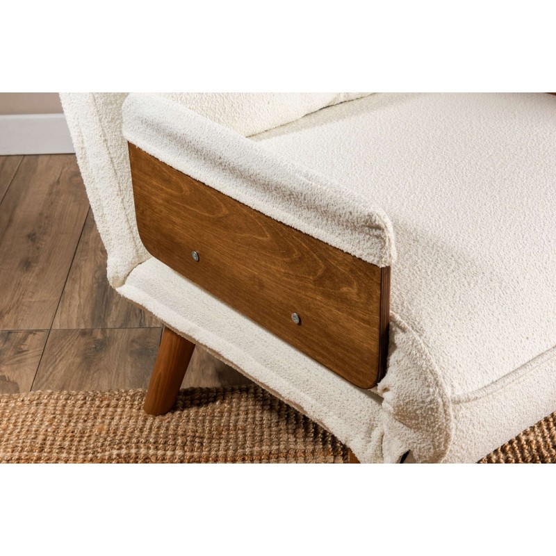 1-Seat Sofa-Bed Cosmo Single - Teddy Fabric-White White