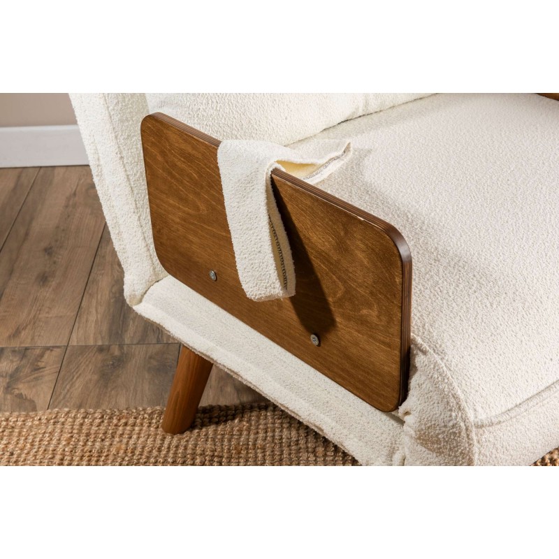 1-Seat Sofa-Bed Cosmo Single - Teddy Fabric-White White