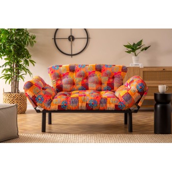Διθέσιος Καναπές Κρεβάτι - Nitta - Patchwork Multicolor - 155x73x85εκ