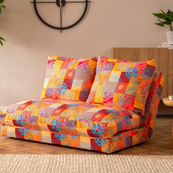 Διθέσιος Καναπές  Taida - Χρώμα Patchwork Multicolor -120x68x26εκ