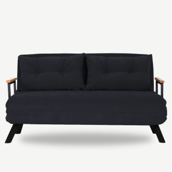 Καναπές Κρεβάτι Διθέσιος - Sando 2 - Χρώμα Μαύρο - 133x50x45εκ