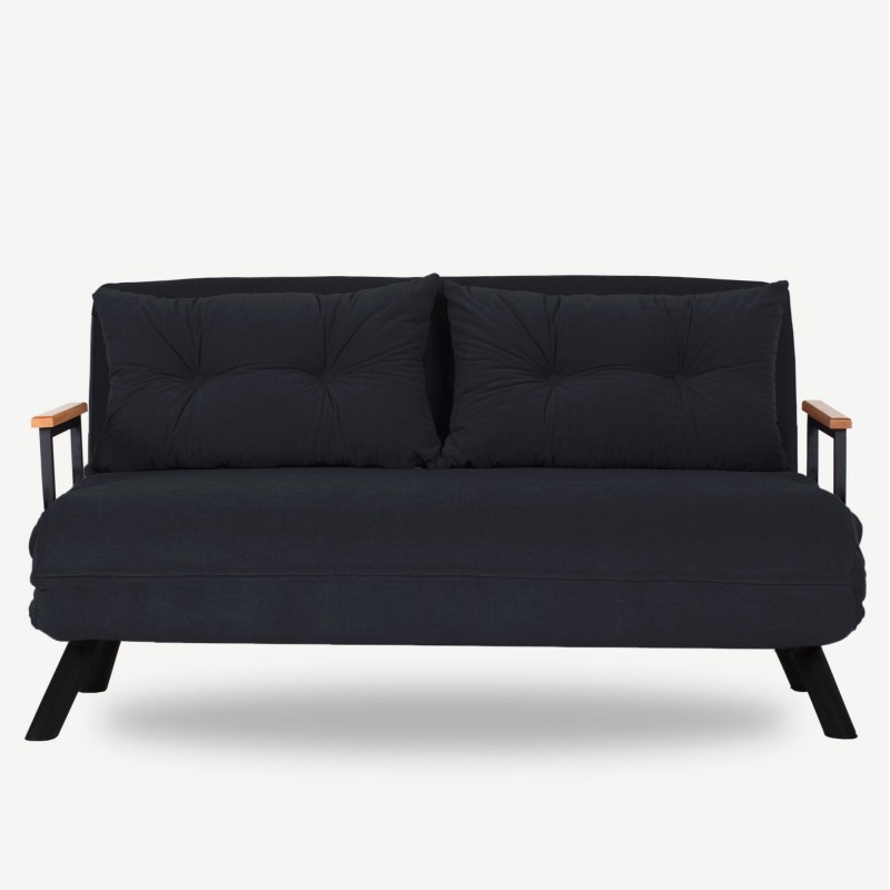 Καναπές Κρεβάτι Διθέσιος - Sando 2 - Χρώμα Μαύρο - 133x50x45εκ