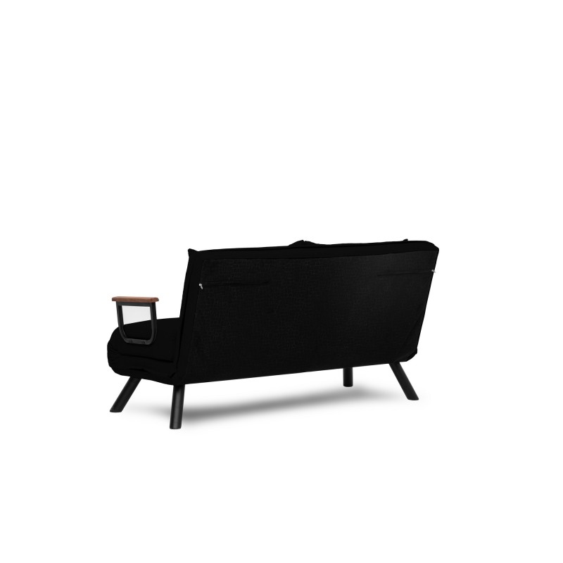 Καναπές Κρεβάτι Διθέσιος - Sando 2 - Χρώμα Μαύρο - 133x50x45εκ