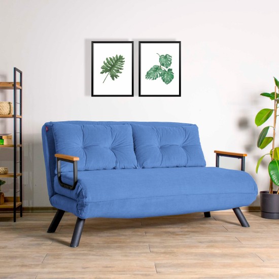 Καναπές Κρεβάτι Διθέσιος - Sando 2 - Χρώμα Μπλε - 133x50x45εκ