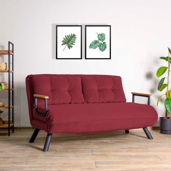 Καναπές Κρεβάτι Διθέσιος - Sando 2 - Χρώμα Maroon- 133x50x45εκ