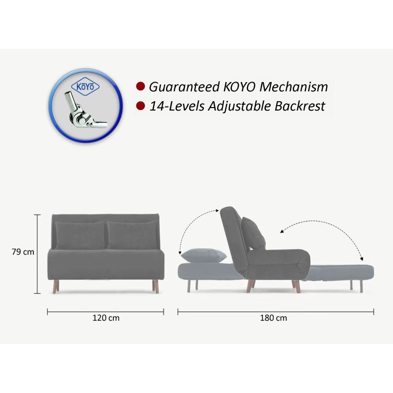 Atelier del Sofa 2-Seat Sofa-Bed Folde 2-Seater - Light Grey Light Grey