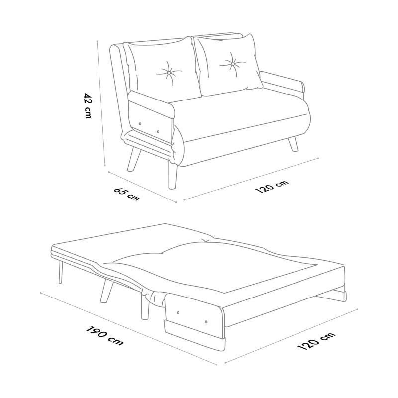 2-Seat Sofa-Bed Cosmo 2-Seater - Black Black