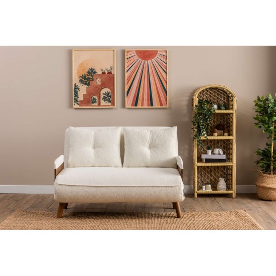 2-Seat Sofa-Bed Cosmo 2-Seater - Teddy White White 2-Seat Sofa-Bed Cosmo 2-Seater - Teddy White White