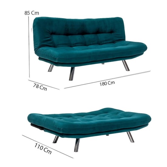 3-Seat Sofa-Bed Misa Small Sofabed - Petrol Green Petrol Green Atelier del Sofa 3-Seat Sofa-Bed Misa Small Sofabed - Petrol Green Petrol Green
