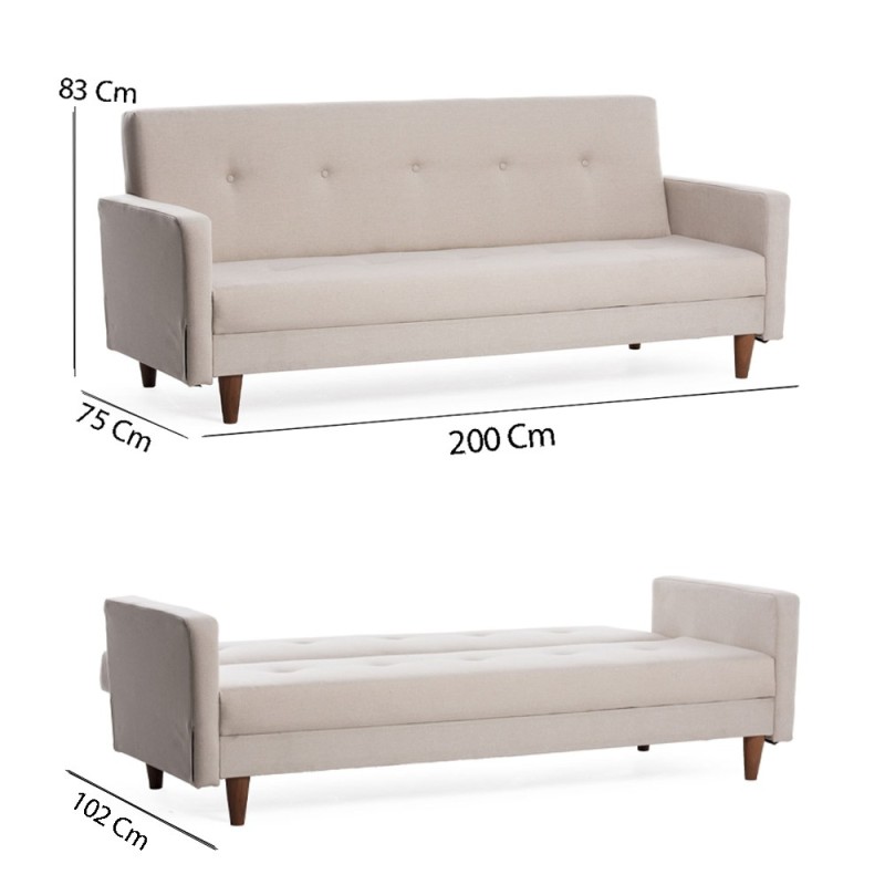 3-Seat Sofa-Bed Hiko - Cream Cream