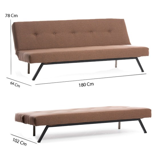 Τριθέσιος Καναπές κρεβάτι Zola - Χρώμα Καφέ - 180x55x78εκ Τριθέσιος Καναπές κρεβάτι Zola - Χρώμα Καφέ