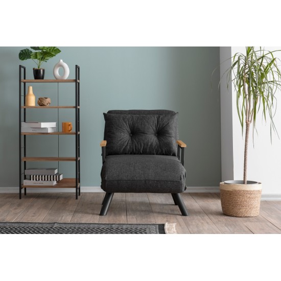 Πολυθρόνα Κρεβάτι - Sando Single - Χρώμα Σκούρο Γκρι- 175x60x60εκ