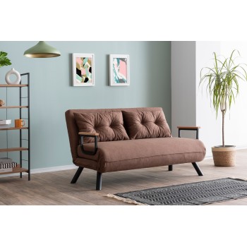 Καναπές Κρεβάτι Διθέσιος - Sando 2 - Χρώμα Καφέ- 133x50x45εκ