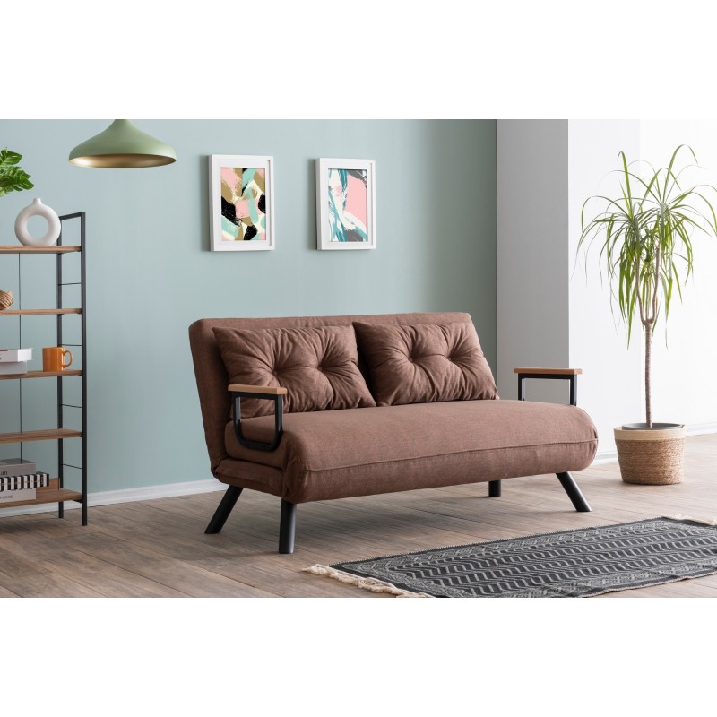 Καναπές Κρεβάτι Διθέσιος - Sando 2 - Χρώμα Καφέ- 133x50x45εκ