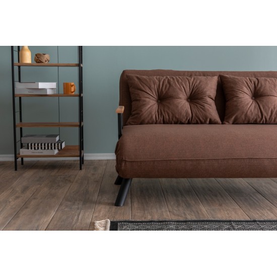 Καναπές Κρεβάτι Διθέσιος - Sando 2 - Χρώμα Καφέ- 133x50x45εκ