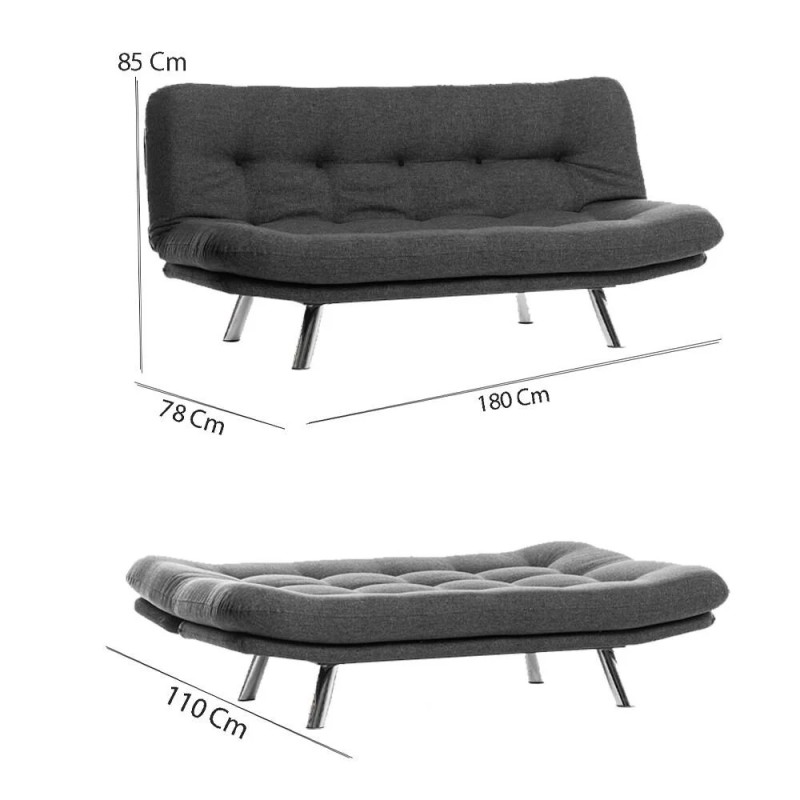 3-Seat Sofa-Bed Misa Small Sofabed - Dark Grey Dark Grey