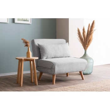 1-Seat Sofa-Bed Folde Single - Teddy Fabric - Grey Grey