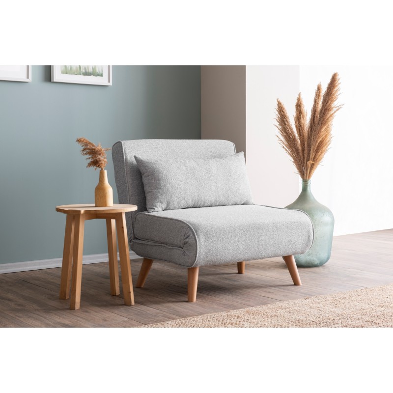 Atelier del Sofa 1-Seat Sofa-Bed Folde Single - Teddy Fabric - Grey Grey