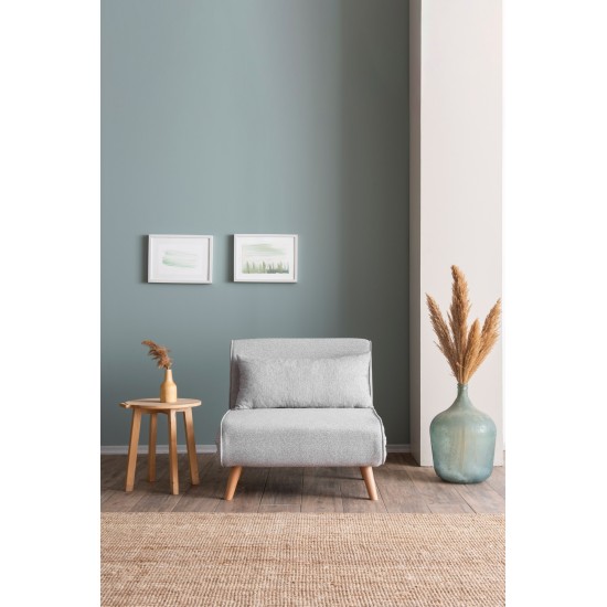 Atelier del Sofa 1-Seat Sofa-Bed Folde Single - Teddy Fabric - Grey Grey
