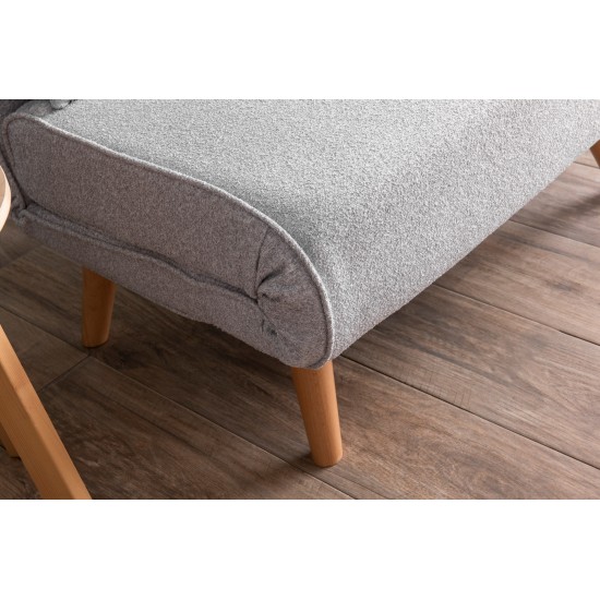 Atelier del Sofa 1-Seat Sofa-Bed Folde Single - Teddy Fabric - Grey Grey