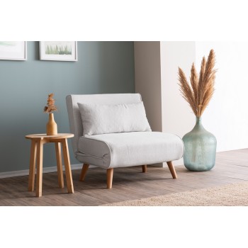1-Seat Sofa-Bed Folde Single - Teddy Fabric - White White