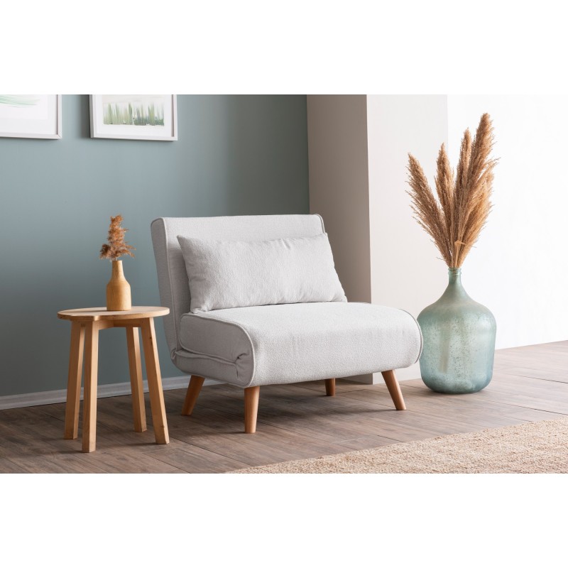 1-Seat Sofa-Bed Folde Single - Teddy Fabric - White White