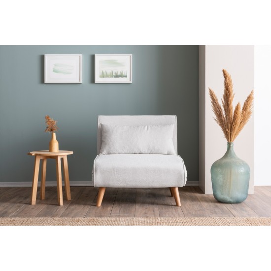 1-Seat Sofa-Bed Folde Single - Teddy Fabric - White White