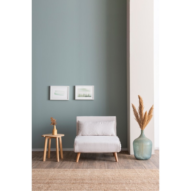 1-Seat Sofa-Bed Folde Single - Teddy Fabric - White White