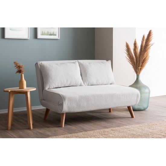 2-Seat Sofa-Bed Folde 2-Seater - Teddy Fabric - White White 2-Seat Sofa-Bed Folde 2-Seater - Teddy Fabric - White White